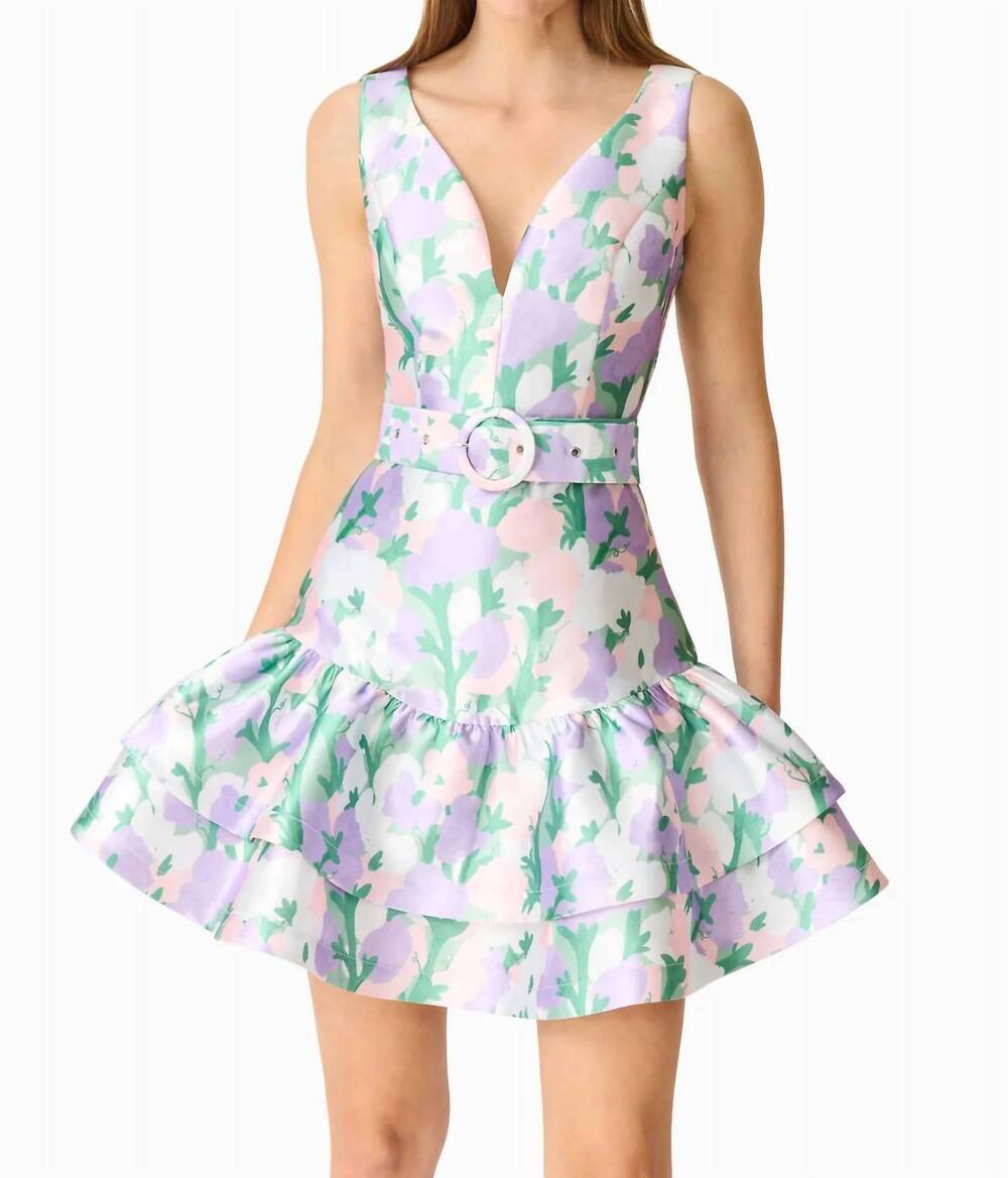 NEW ELLIATT lavina v-neck mini dress in purple floral
